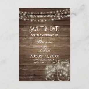 Save The Date Enregistrer la date Elegant Rustic Mason Jar Lumiè