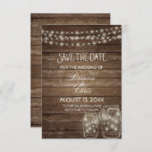 Save The Date Enregistrer la date Elegant Rustic Mason Jar Lumiè (Devant / Derrière)