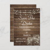 Save The Date Enregistrer la date Elegant Rustic Mason Jar Lumiè (Devant / Derrière)
