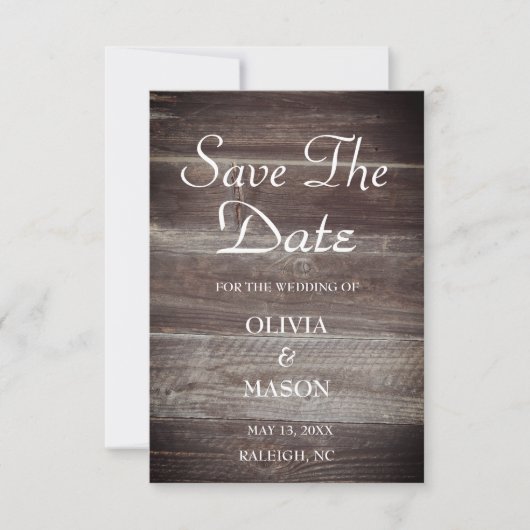 Save The Date Enregistrer la date Elegant Rustic Wood texturé (Devant)