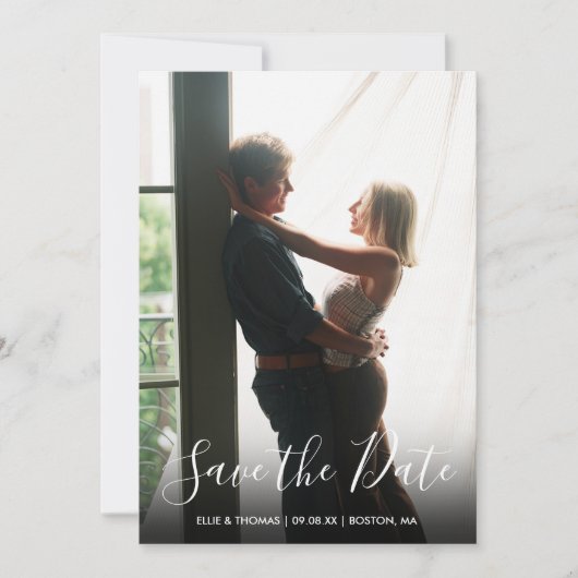 Save The Date Enregistrer la date Elegant Script Simple Photo mo (Devant)