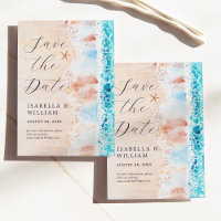 Enregistrer La Date Elegant Watercolor Beach Peint