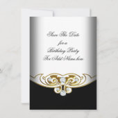 Save The Date Enregistrer la date Elegant White Black Gold Diamo (Dos)