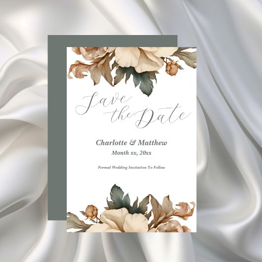 Save The Date Enregistrer La Date Élégante Taupe Floral