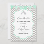 Save The Date Enregistrer La Date Elephant Mint Vert Argent (Devant)