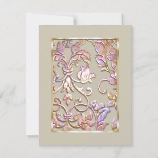 Save The Date Enregistrer la date Embossée Pastel Damask (Devant)