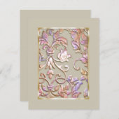 Save The Date Enregistrer la date Embossée Pastel Damask (Devant / Derrière)