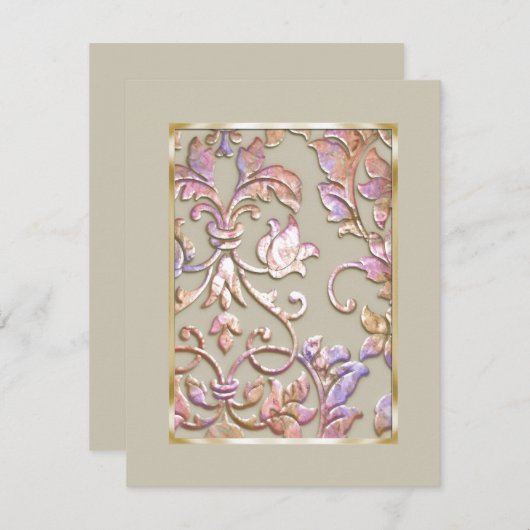 Save The Date Enregistrer la date Embossée Pastel Damask (Devant / Derrière)