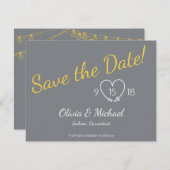 Save The Date Enregistrer la date en jaune et gris (Devant / Derrière)