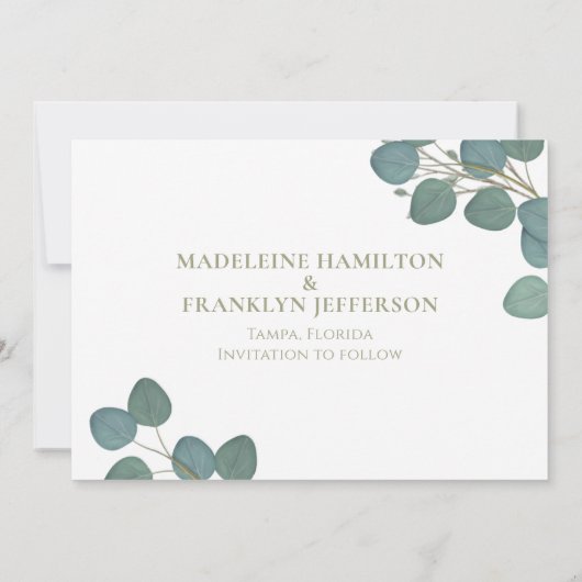 Save The Date Enregistrer la date Eucalyptus Mariage Foliage de  (Dos)