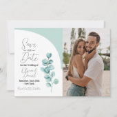 Save The Date Enregistrer La Date Eucalyptus Mariage Photo Feuil (Devant)