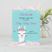 Save The Date Enregistrer La Date Face Alpaca Lama (Debout devant)