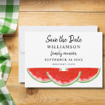 Save The Date Enregistrer la date Famille Réunion Watermelon Inv<br><div class="desc">Prévoyez-vous une réunion de famille ? Faites savoir à votre famille quand il sera avec cette carte unique Save the Date. Il est décoré de pastèques couleur rouge et est facilement personnalisable. Parce que nous créons notre oeuvre, vous ne trouverez pas cette image exacte d'autres designers. Aquarelle originale © Michele...</div>