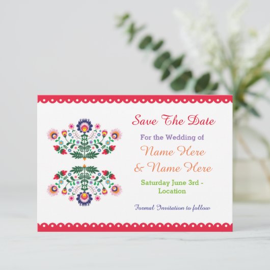 Save The Date Enregistrer La Date Fiesta Mexicaine Mariage Flora (Debout devant)