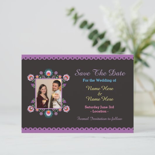 Save The Date Enregistrer La Date Fiesta Mexicaine Mariage Flora (Debout devant)