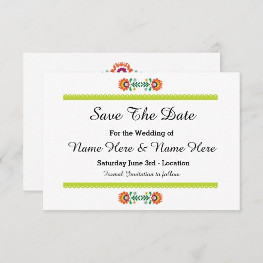 Save The Date Enregistrer La Date Fiesta Mexicaine Mariage Lime  (Devant / Derrière)