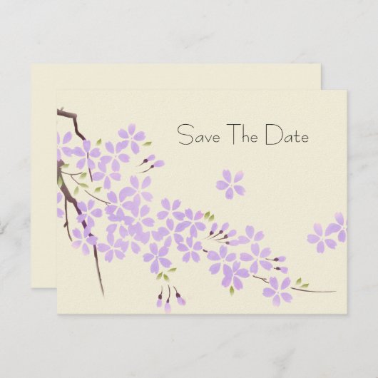 Save The Date Enregistrer la date Fleurs de cerisiers (Devant / Derrière)