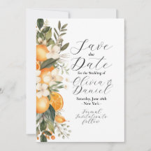 Enregistrer La Date Fleurs Florales Oranges Fruits