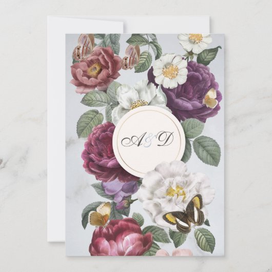 Save The Date Enregistrer La Date Floral Bloom Butterfly Fleurs (Dos)
