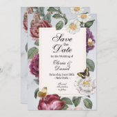 Save The Date Enregistrer La Date Floral Bloom Butterfly Fleurs (Devant / Derrière)