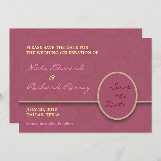 Save The Date Enregistrer la date Floral Purple Plat Card (Devant / Derrière)