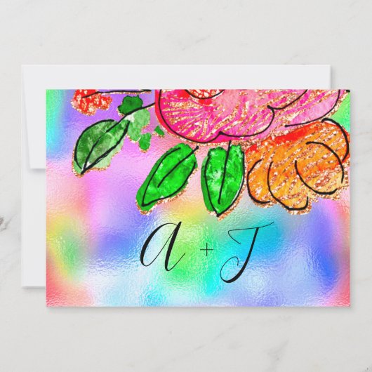 Save The Date Enregistrer la date Floral Rose Parties scintillan (Dos)