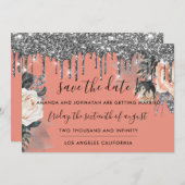 Save The Date Enregistrer La Date Florals Rose Drivers Rose Arge (Devant / Derrière)