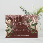Save The Date Enregistrer La Date Florals Rose Drives Rose Brown (Debout devant)