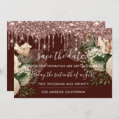 Save The Date Enregistrer La Date Florals Rose Drives Rose Brown (Devant / Derrière)