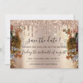 Save The Date Enregistrer La Date Florals Rose Gold Drives Brown (Devant)