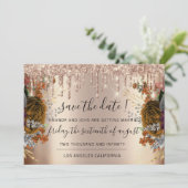 Save The Date Enregistrer La Date Florals Rose Gold Drives Brown (Debout devant)