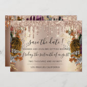 Save The Date Enregistrer La Date Florals Rose Gold Drives Brown (Devant / Derrière)