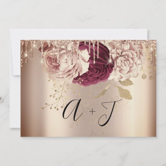 Save The Date Enregistrer La Date Florals Rose Gold Drives Marsa (Dos)