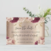 Save The Date Enregistrer La Date Florals Rose Gold Roses Marsal (Debout devant)