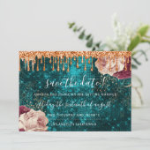 Save The Date Enregistrer La Date Florals Rose Wreath Copper Dri (Debout devant)