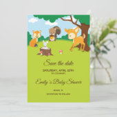 Save The Date Enregistrer La Date Forêt Animaux Bois (Debout devant)