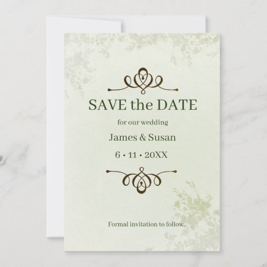 Save The Date Enregistrer La Date Formal Flat Enregistrer La Car (Devant)