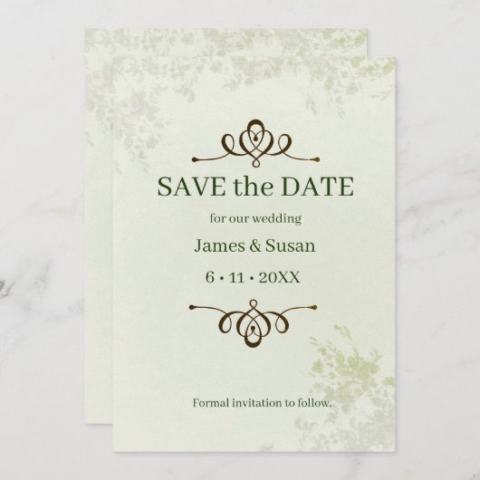 Save The Date Enregistrer La Date Formal Flat Enregistrer La Car (Devant / Derrière)