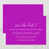 Save The Date Enregistrer La Date Fuchsia Monogramme Minimalisme (Devant / Derrière)