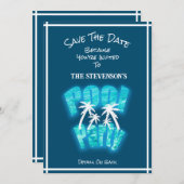 Save The Date Enregistrer la date Fun Pool Party Anniversaire Bl (Devant / Derrière)