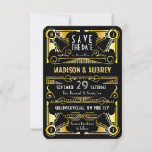 Save The Date Enregistrer la date Gatsby Mariage Art Déco Gold N (Devant)