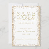 Save The Date Enregistrer la date Gold Confetti et Blanc (Devant)