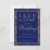 Save The Date Enregistrer la date Gold Confetti et Dark Blue (Devant)