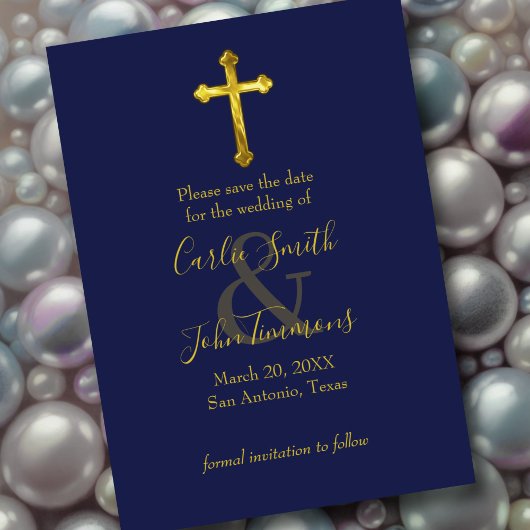 Save The Date Enregistrer la date Gold Cross N'importe quelle co