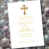 Save The Date Enregistrer la date Gold Cross N'importe quelle co