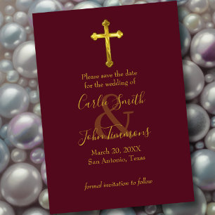 Save The Date Enregistrer la date Gold Cross N'importe quelle co