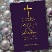 Save The Date Enregistrer la date Gold Cross N'importe quelle co