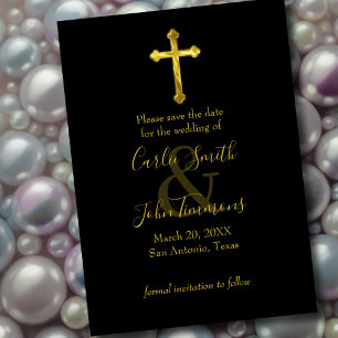Save The Date Enregistrer la date Gold Cross N'importe quelle co