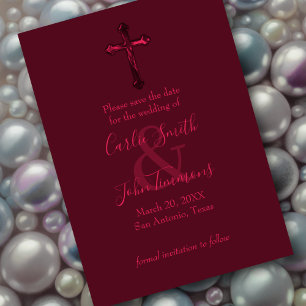 Save The Date Enregistrer la date Gold Cross Red Monotone