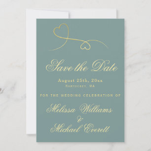 Save The Date Enregistrer la date - Gold Hearts Emerald Green Ma